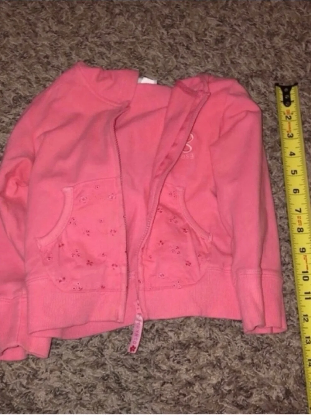 OshKosh Jacket Y2K Coral Pink Zip Up Long Sleeve Casual Hoodie Girls Sz 2T